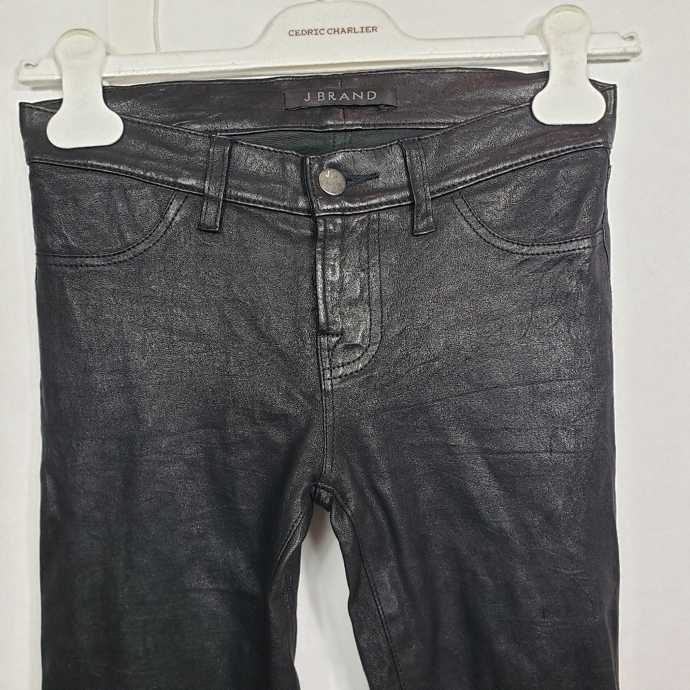 J Brand lambskin skinny pants with ankle zip - Picture 4 of 11